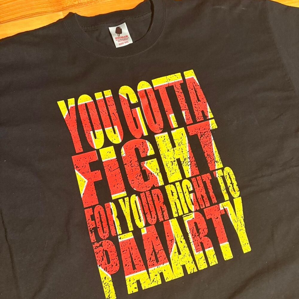Icecream Fight For Your Right To Da Party Black Tee Size XXL Rare
